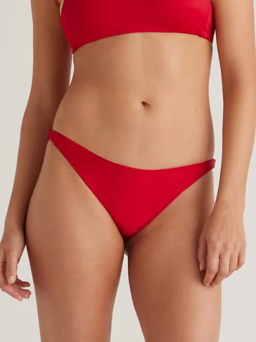 Quince Italian Low-Rise Bikini Bottom Sz L Red